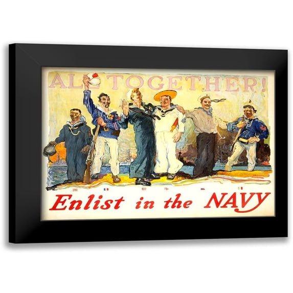 Vintage Apple Collection 14x11 Black Modern Framed Museum Art Print Titled - Enlist In The Navy