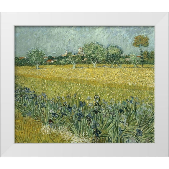 Vintage Apple Collection 14x12 White Modern Wood Framed Museum Art Print Titled - Van Gogh-View of Arles with Irises