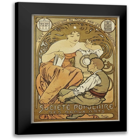 Vintage Apple Collection 14x18 Black Modern Framed Museum Art Print Titled - Mucha Societe Populaire