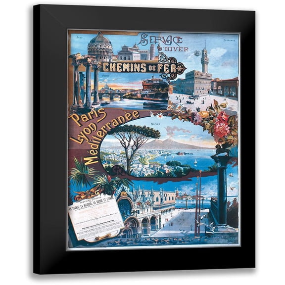 Vintage Apple Collection 14x18 Black Modern Framed Museum Art Print Titled - Paris lyon