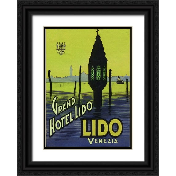 Vintage Apple Collection 14x18 Black Ornate Wood Framed with Double Matting Museum Art Print Titled - Grand Hotel Lido