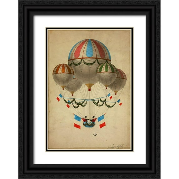Vintage Apple Collection 14x18 Black Ornate Wood Framed with Double Matting Museum Art Print Titled - Hot Air Balloon 17