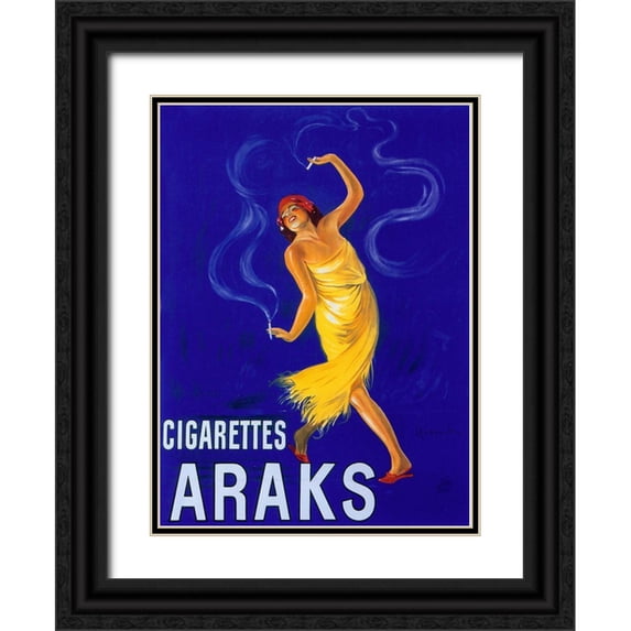 Vintage Apple Collection 14x18 Black Ornate Wood Framed with Double Matting Museum Art Print Titled - cappiello_cigarettes_araks