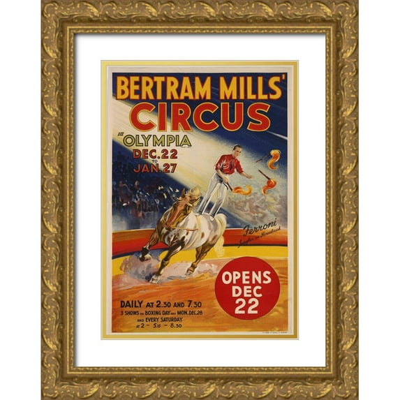 Vintage Apple Collection 14x18 Gold Ornate Wood Framed with Double Matting Museum Art Print Titled - Bertram Mills Circus