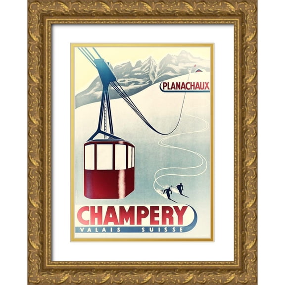 Vintage Apple Collection 14x18 Gold Ornate Wood Framed with Double Matting Museum Art Print Titled - Champery