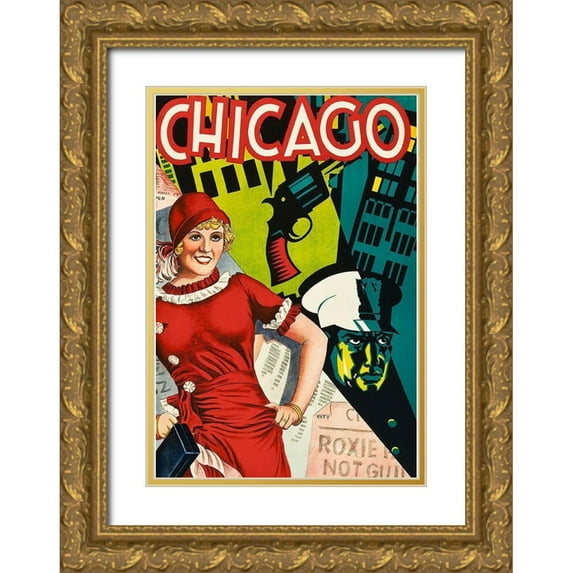 Vintage Apple Collection 14x18 Gold Ornate Wood Framed with Double Matting Museum Art Print Titled - Chicago Red Dress