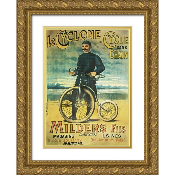 Vintage Apple Collection 14x18 Gold Ornate Wood Framed with Double Matting Museum Art Print Titled - Cyclone Cycle And Chain