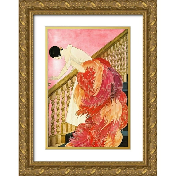 Vintage Apple Collection 14x18 Gold Ornate Wood Framed with Double Matting Museum Art Print Titled - Feathers
