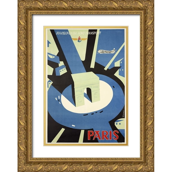 Vintage Apple Collection 14x18 Gold Ornate Wood Framed with Double Matting Museum Art Print Titled - Jugoslovenski Paris