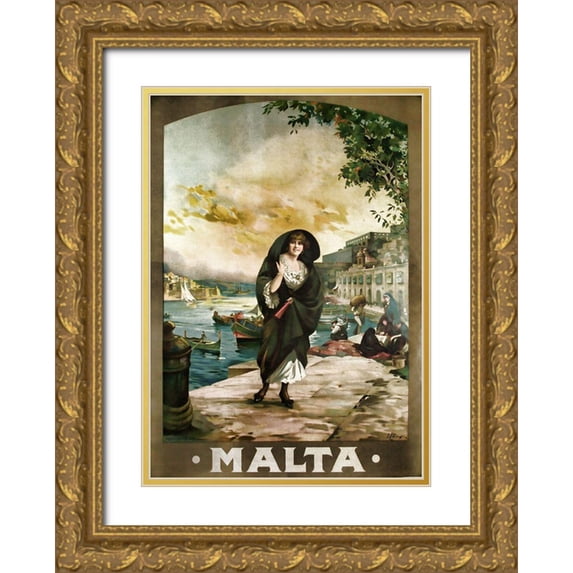 Vintage Apple Collection 14x18 Gold Ornate Wood Framed with Double Matting Museum Art Print Titled - Malta