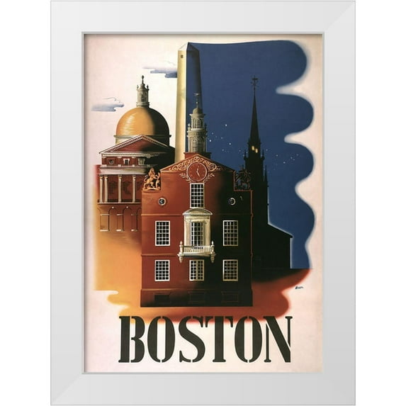 Vintage Apple Collection 14x18 White Modern Wood Framed Museum Art Print Titled - Boston Architecture