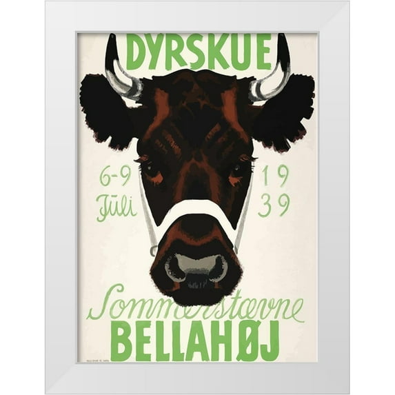 Vintage Apple Collection 14x18 White Modern Wood Framed Museum Art Print Titled - Dyrskue Danish Cow