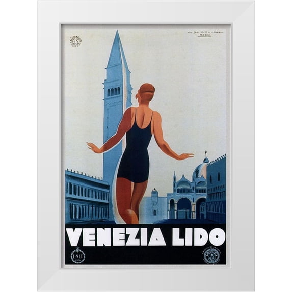Vintage Apple Collection 14x18 White Modern Wood Framed Museum Art Print Titled - Venezia Lido