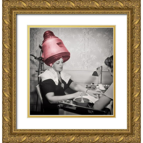 Vintage Apple Collection 15x16 Gold Ornate Wood Framed with Double Matting Museum Art Print Titled - Pink Hair Dryer