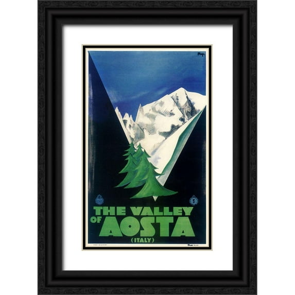 Vintage Apple Collection 16x24 Black Ornate Wood Framed with Double Matting Museum Art Print Titled - Aosta Italia