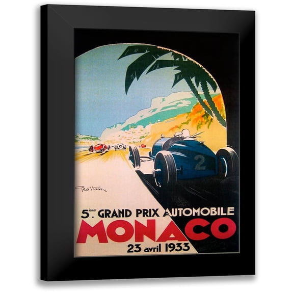 Vintage Apple Collection 17x24 Black Modern Framed Museum Art Print Titled - Grandprix Automobile Monaco 1933