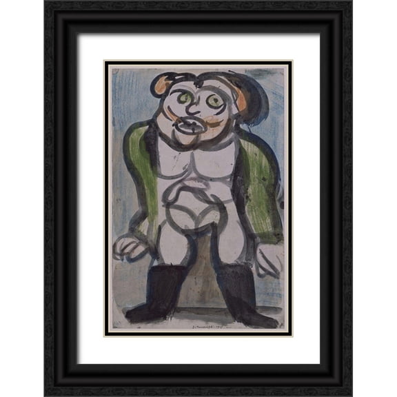 Vintage Apple Collection 17x24 Black Ornate Wood Framed with Double Matting Museum Art Print Titled - Georges Rouault - Circus Trainer