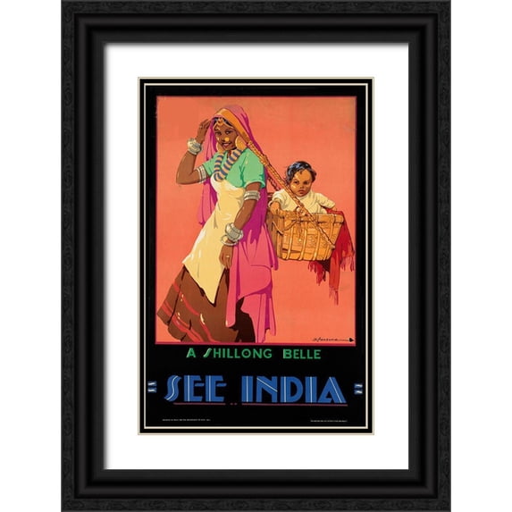 Vintage Apple Collection 17x24 Black Ornate Wood Framed with Double Matting Museum Art Print Titled - Travel India