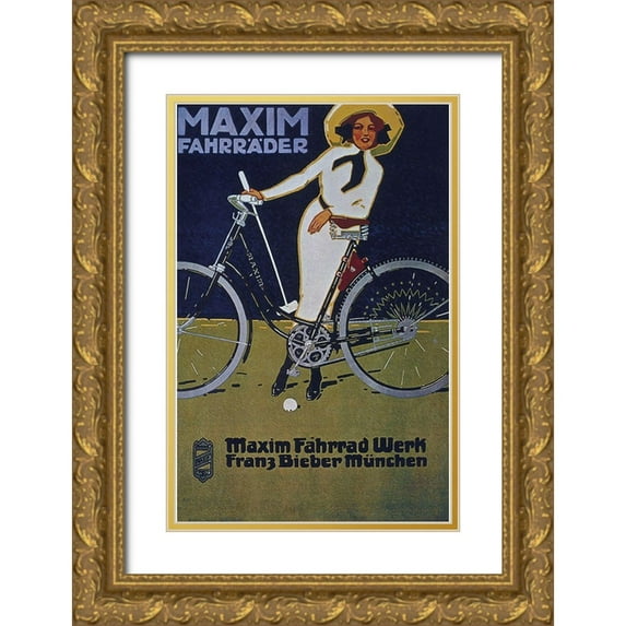 Vintage Apple Collection 17x24 Gold Ornate Wood Framed with Double Matting Museum Art Print Titled - Bike 43