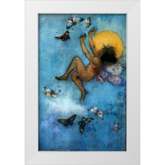 Vintage Apple Collection 17x24 White Modern Wood Framed Museum Art Print Titled - Victorian Moon Fairy