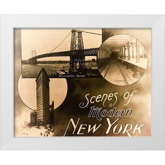 Vintage Apple Collection 18x15 White Modern Wood Framed Museum Art Print Titled - Scenes from NY
