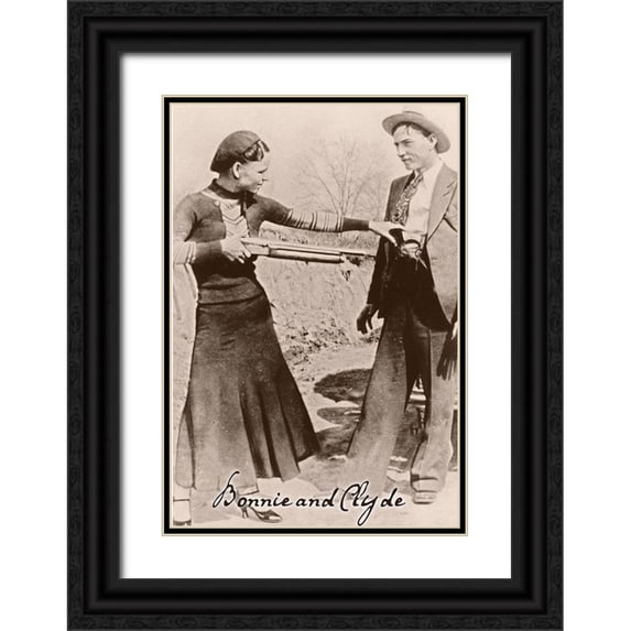 Vintage Apple Collection 18x24 Black Ornate Wood Framed with Double Matting Museum Art Print Titled - Bonnie And Clyde I