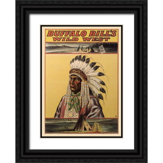Vintage Apple Collection 18x24 Black Ornate Wood Framed with Double Matting Museum Art Print Titled - Buffalo Bills Wild West V