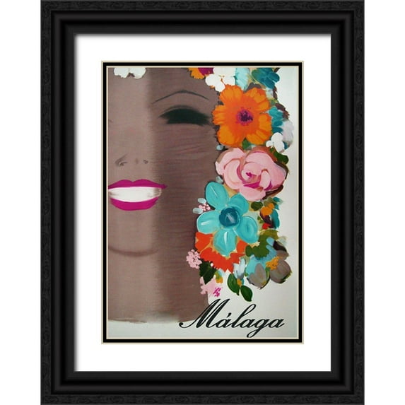 Vintage Apple Collection 18x24 Black Ornate Wood Framed with Double Matting Museum Art Print Titled - Malaga