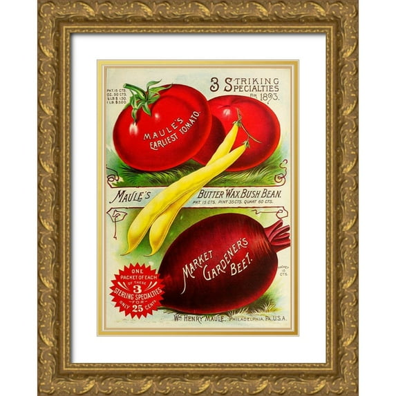 Vintage Apple Collection 18x24 Gold Ornate Wood Framed with Double Matting Museum Art Print Titled - 1893 Maule Tomatoes