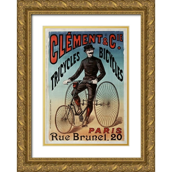 Vintage Apple Collection 18x24 Gold Ornate Wood Framed with Double Matting Museum Art Print Titled - Clement Tricycles