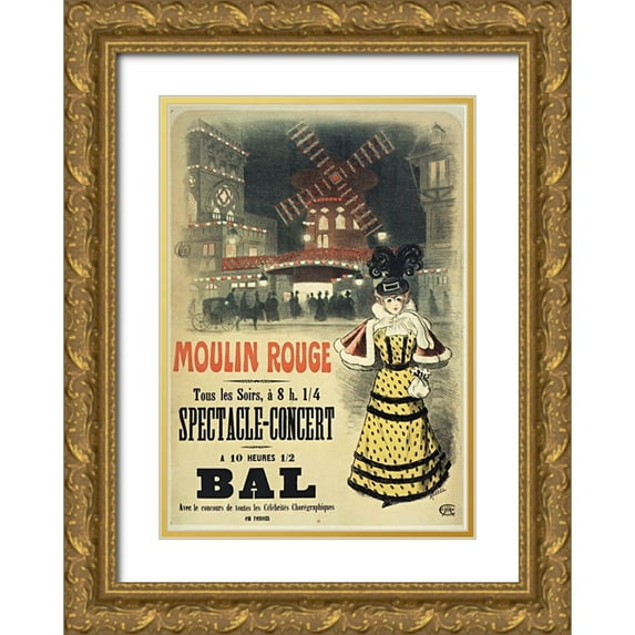 Vintage Apple Collection 18x24 Gold Ornate Wood Framed with Double Matting Museum Art Print Titled - Moulin Rouge Bal Roedel