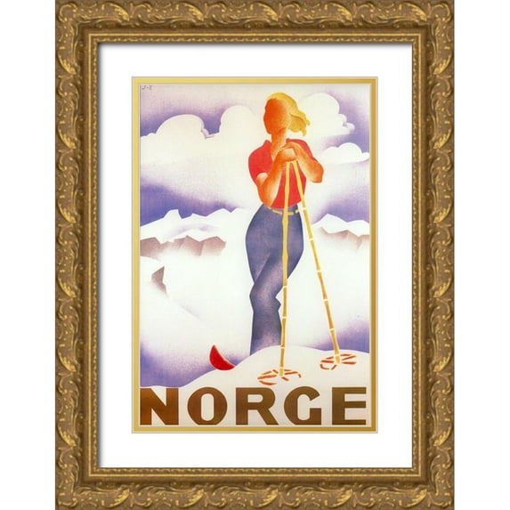Vintage Apple Collection 18x24 Gold Ornate Wood Framed with Double Matting Museum Art Print Titled - Norge