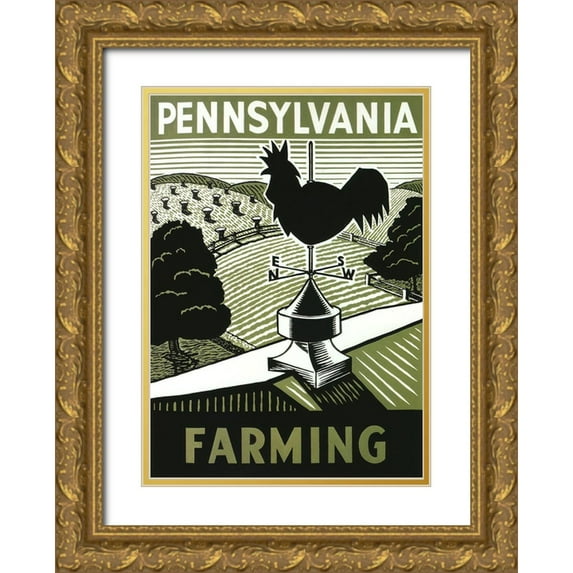 Vintage Apple Collection 18x24 Gold Ornate Wood Framed with Double Matting Museum Art Print Titled - Pennsylvania Farming Weathervane