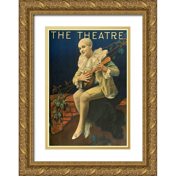 Vintage Apple Collection 18x24 Gold Ornate Wood Framed with Double Matting Museum Art Print Titled - The Theater Magazine Ukelele