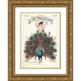 thumbnail image 1 of Vintage Apple Collection 18x24 Gold Ornate Wood Framed with Double Matting Museum Art Print Titled - Vintage Art Deco Peacock, 1 of 4
