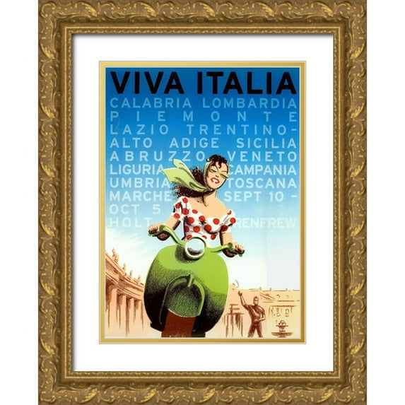 Vintage Apple Collection 18x24 Gold Ornate Wood Framed with Double Matting Museum Art Print Titled - Viva Italia