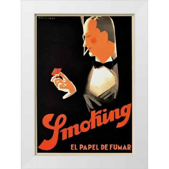 Vintage Apple Collection 18x24 White Modern Wood Framed Museum Art Print Titled - Art Deco Smoking