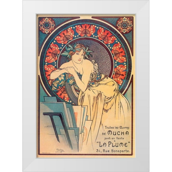 Vintage Apple Collection 18x24 White Modern Wood Framed Museum Art Print Titled - Mucha La Plume