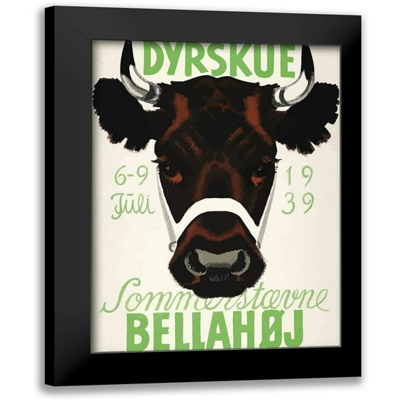 Vintage Apple Collection 19x24 Black Modern Framed Museum Art Print Titled - Dyrskue Danish Cow