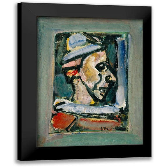 Vintage Apple Collection 19x24 Black Modern Framed Museum Art Print Titled - Georges Rouault - Profile Of A Clown