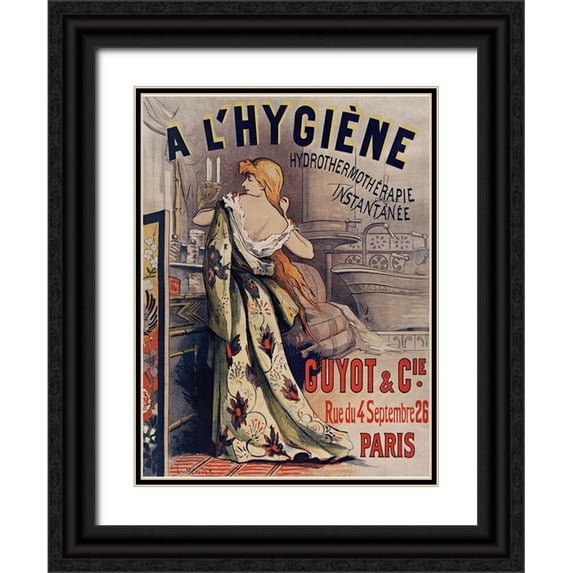 Vintage Apple Collection 19x24 Black Ornate Wood Framed with Double Matting Museum Art Print Titled - L’Hygiéne Hydrothermothérapie