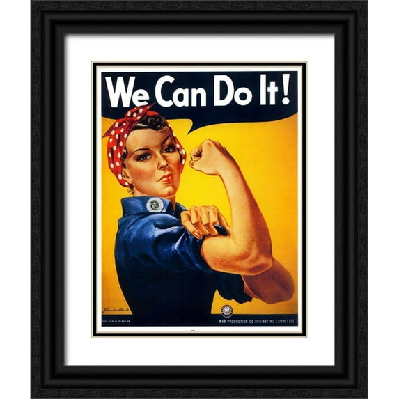 Vintage Apple Collection 19x24 Black Ornate Wood Framed with Double Matting Museum Art Print Titled - We Can Do It