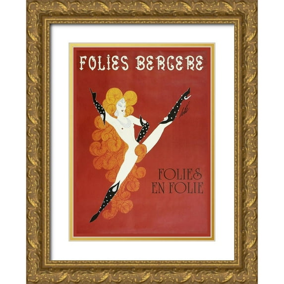 Vintage Apple Collection 19x24 Gold Ornate Wood Framed with Double Matting Museum Art Print Titled - Folies Bergere Risque