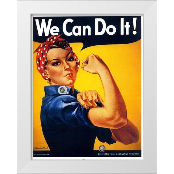 Vintage Apple Collection 19x24 White Modern Wood Framed Museum Art Print Titled - We Can Do It