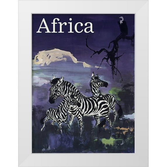 Vintage Apple Collection 19x24 White Modern Wood Framed Museum Art Print Titled - africa_zebras