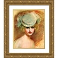 thumbnail image 1 of Vintage Apple Collection 20x24 Gold Ornate Wood Framed with Double Matting Museum Art Print Titled - Lady In Green Hat, 1 of 4