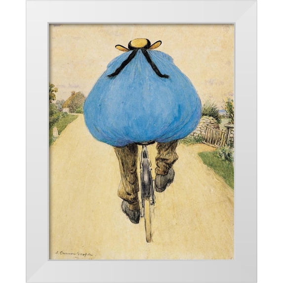 Vintage Apple Collection 20x24 White Modern Wood Framed Museum Art Print Titled - Blue Bicycle Rider