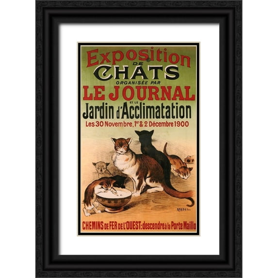 Vintage Apple Collection 21x32 Black Ornate Wood Framed with Double Matting Museum Art Print Titled - Exposition De Chats