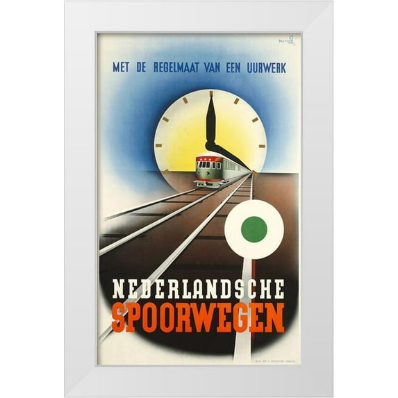Vintage Apple Collection 21x32 White Modern Wood Framed Museum Art Print Titled - Artdeco_Railroad_Netherlands