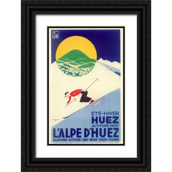 Vintage Apple Collection 22x32 Black Ornate Wood Framed with Double Matting Museum Art Print Titled - Alpe de Huez